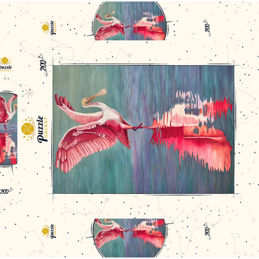 Darstellung des Puzzle Motivs Roseate Spoonbill with Reflective Water 200 Puzzle Schachtel 3D Modell