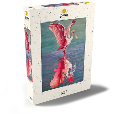 Darstellung des Puzzle Motivs Roseate Spoonbill with Reflective Water 500 Puzzle Schachtel Ansicht2