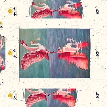 Darstellung des Puzzle Motivs Roseate Spoonbill with Reflective Water 500 Puzzle Schachtel 3D Modell