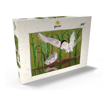 Darstellung des Puzzle Motivs Forster's Tern Feeding Chick in Wetlands 1000 Puzzle Schachtel Ansicht2