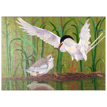 Darstellung des Puzzle Motivs puzzleplate Forster's Tern Feeding Chick in Wetlands 200 Puzzle