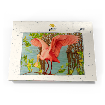 Darstellung des Puzzle Motivs Roseate Spoonbill in Mangrove Habitat 1000 Puzzle Schachtel Ansicht3