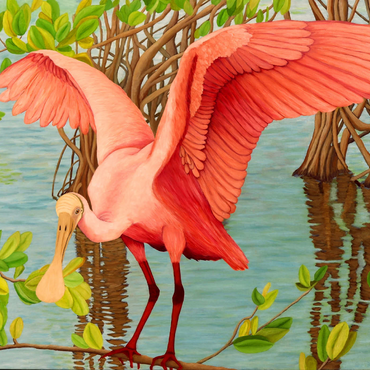 Darstellung des Puzzle Motivs Roseate Spoonbill in Mangrove Habitat 1000 Puzzle 3D Modell