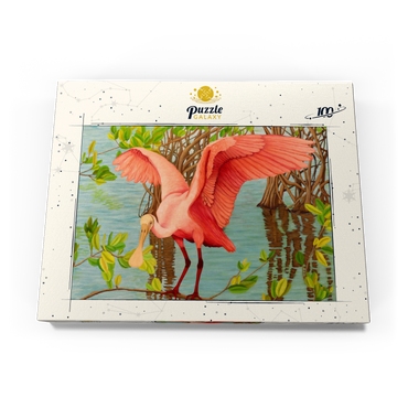 Darstellung des Puzzle Motivs Roseate Spoonbill in Mangrove Habitat 100 Puzzle Schachtel Ansicht3