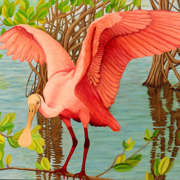 Darstellung des Puzzle Motivs Roseate Spoonbill in Mangrove Habitat 500 Puzzle 3D Modell