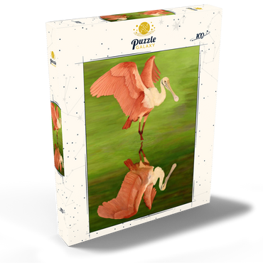 Darstellung des Puzzle Motivs Roseate Spoonbill with Mirror Reflection 100 Puzzle Schachtel Ansicht2