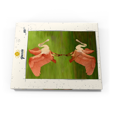 Darstellung des Puzzle Motivs Roseate Spoonbill with Mirror Reflection 100 Puzzle Schachtel Ansicht3
