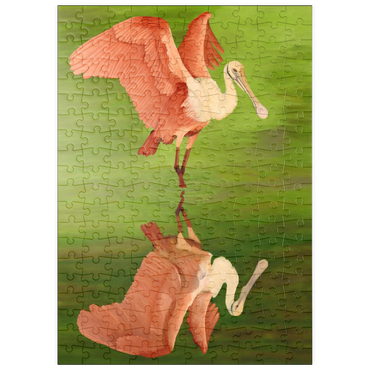 Darstellung des Puzzle Motivs puzzleplate Roseate Spoonbill with Mirror Reflection 200 Puzzle