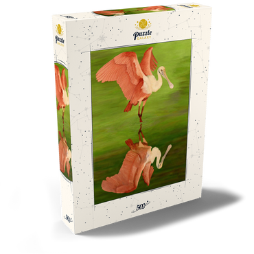 Darstellung des Puzzle Motivs Roseate Spoonbill with Mirror Reflection 500 Puzzle Schachtel Ansicht2