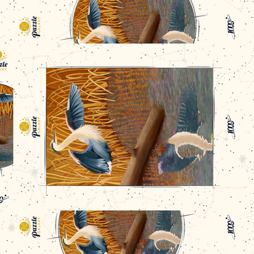 Darstellung des Puzzle Motivs Great Blue Heron in Marshland Reflection 1000 Puzzle Schachtel 3D Modell