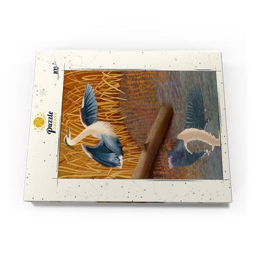 Darstellung des Puzzle Motivs Great Blue Heron in Marshland Reflection 100 Puzzle Schachtel Ansicht3