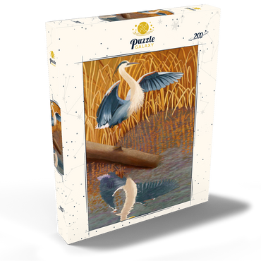 Darstellung des Puzzle Motivs Great Blue Heron in Marshland Reflection 200 Puzzle Schachtel Ansicht2