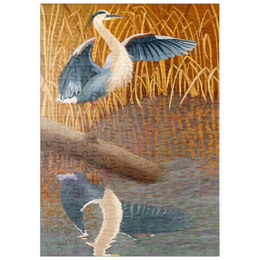 Darstellung des Puzzle Motivs puzzleplate Great Blue Heron in Marshland Reflection 200 Puzzle