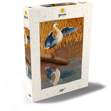 Darstellung des Puzzle Motivs Great Blue Heron in Marshland Reflection 500 Puzzle Schachtel Ansicht2
