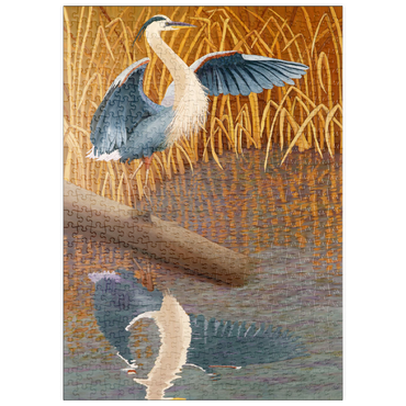 Darstellung des Puzzle Motivs puzzleplate Great Blue Heron in Marshland Reflection 500 Puzzle