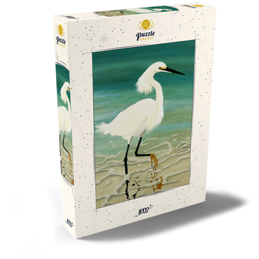 Darstellung des Puzzle Motivs Snowy Egret Walking in Shallow Waters 1000 Puzzle Schachtel Ansicht2