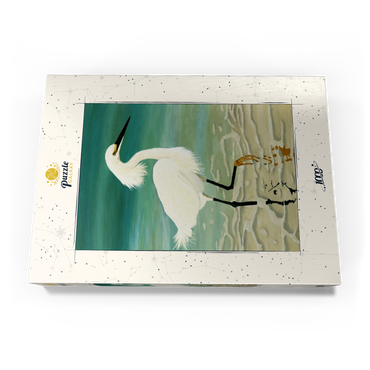 Darstellung des Puzzle Motivs Snowy Egret Walking in Shallow Waters 1000 Puzzle Schachtel Ansicht3