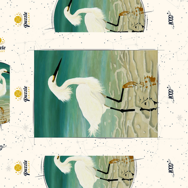Darstellung des Puzzle Motivs Snowy Egret Walking in Shallow Waters 1000 Puzzle Schachtel 3D Modell