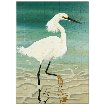 Darstellung des Puzzle Motivs puzzleplate Snowy Egret Walking in Shallow Waters 100 Puzzle