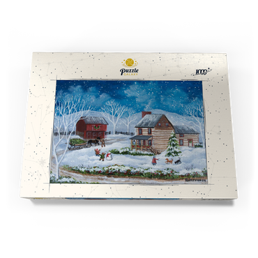 Darstellung des Puzzle Motivs Rustic Winter Scene with Snowy Cabin 1000 Puzzle Schachtel Ansicht3