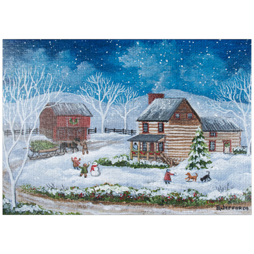 Darstellung des Puzzle Motivs puzzleplate Rustic Winter Scene with Snowy Cabin 1000 Puzzle