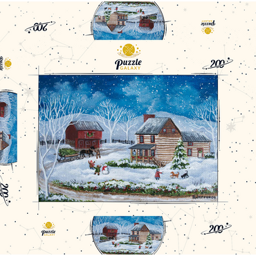 Darstellung des Puzzle Motivs Rustic Winter Scene with Snowy Cabin 200 Puzzle Schachtel 3D Modell