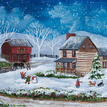 Darstellung des Puzzle Motivs Rustic Winter Scene with Snowy Cabin 500 Puzzle 3D Modell