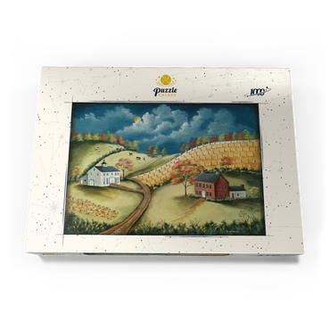 Darstellung des Puzzle Motivs Rustic Countryside Farm in Folk Art Style 1000 Puzzle Schachtel Ansicht3