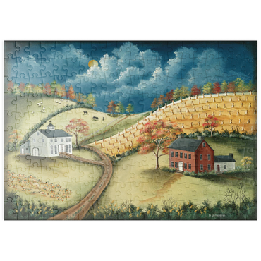 Darstellung des Puzzle Motivs puzzleplate Rustic Countryside Farm in Folk Art Style 200 Puzzle