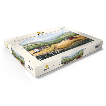 Darstellung des Puzzle Motivs Scenic Countryside Farm in Folk Art Style 200 Puzzle Schachtel Ansicht1