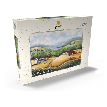 Darstellung des Puzzle Motivs Scenic Countryside Farm in Folk Art Style 500 Puzzle Schachtel Ansicht2