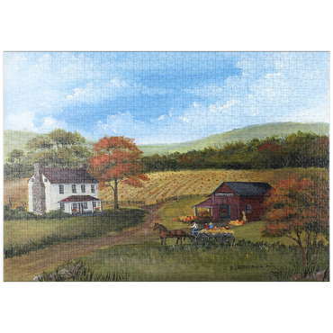 Darstellung des Puzzle Motivs puzzleplate Autumn Farmhouse with Pumpkin Patch 1000 Puzzle