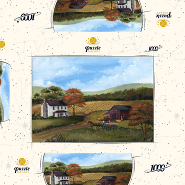 Darstellung des Puzzle Motivs Autumn Farmhouse with Pumpkin Patch 1000 Puzzle Schachtel 3D Modell