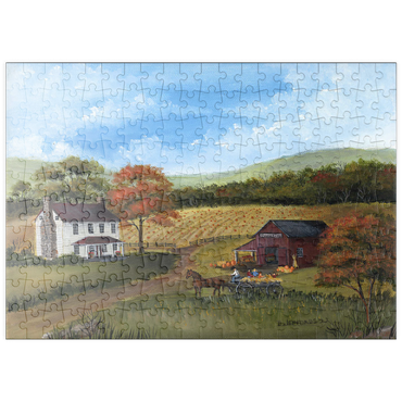 Darstellung des Puzzle Motivs puzzleplate Autumn Farmhouse with Pumpkin Patch 200 Puzzle
