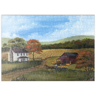 Darstellung des Puzzle Motivs puzzleplate Autumn Farmhouse with Pumpkin Patch 500 Puzzle