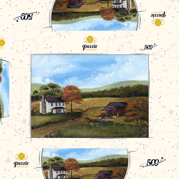 Darstellung des Puzzle Motivs Autumn Farmhouse with Pumpkin Patch 500 Puzzle Schachtel 3D Modell