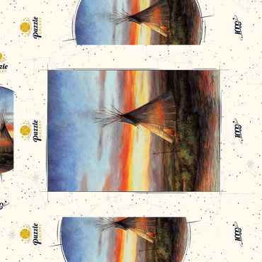 Darstellung des Puzzle Motivs Lone Teepee at Sunset by the River 1000 Puzzle Schachtel 3D Modell