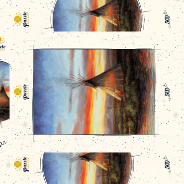 Darstellung des Puzzle Motivs Lone Teepee at Sunset by the River 500 Puzzle Schachtel 3D Modell