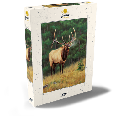 Darstellung des Puzzle Motivs Majestic Bull Elk in Forest Clearing 1000 Puzzle Schachtel Ansicht2