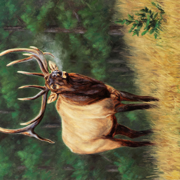 Darstellung des Puzzle Motivs Majestic Bull Elk in Forest Clearing 1000 Puzzle 3D Modell