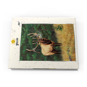 Darstellung des Puzzle Motivs Majestic Bull Elk in Forest Clearing 200 Puzzle Schachtel Ansicht3