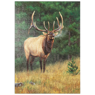 Darstellung des Puzzle Motivs puzzleplate Majestic Bull Elk in Forest Clearing 200 Puzzle