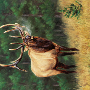 Darstellung des Puzzle Motivs Majestic Bull Elk in Forest Clearing 200 Puzzle 3D Modell