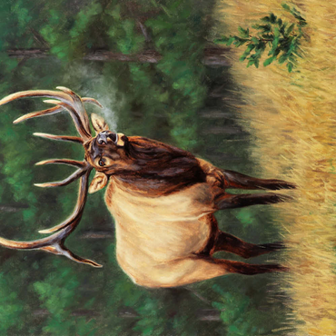 Darstellung des Puzzle Motivs Majestic Bull Elk in Forest Clearing 500 Puzzle 3D Modell