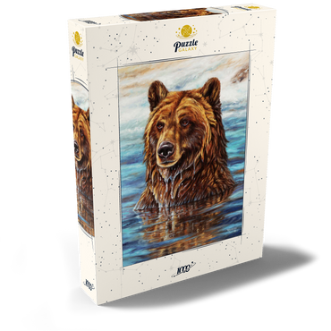 Darstellung des Puzzle Motivs Grizzly Bear Emerging from Water 1000 Puzzle Schachtel Ansicht2