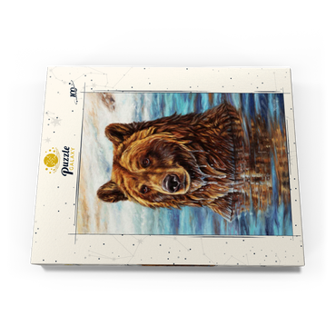 Darstellung des Puzzle Motivs Grizzly Bear Emerging from Water 100 Puzzle Schachtel Ansicht3