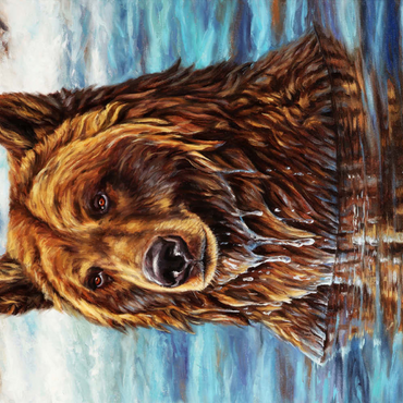 Darstellung des Puzzle Motivs Grizzly Bear Emerging from Water 100 Puzzle 3D Modell