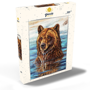 Darstellung des Puzzle Motivs Grizzly Bear Emerging from Water 200 Puzzle Schachtel Ansicht2