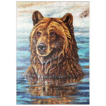 Darstellung des Puzzle Motivs puzzleplate Grizzly Bear Emerging from Water 200 Puzzle