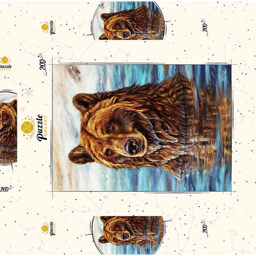 Darstellung des Puzzle Motivs Grizzly Bear Emerging from Water 200 Puzzle Schachtel 3D Modell